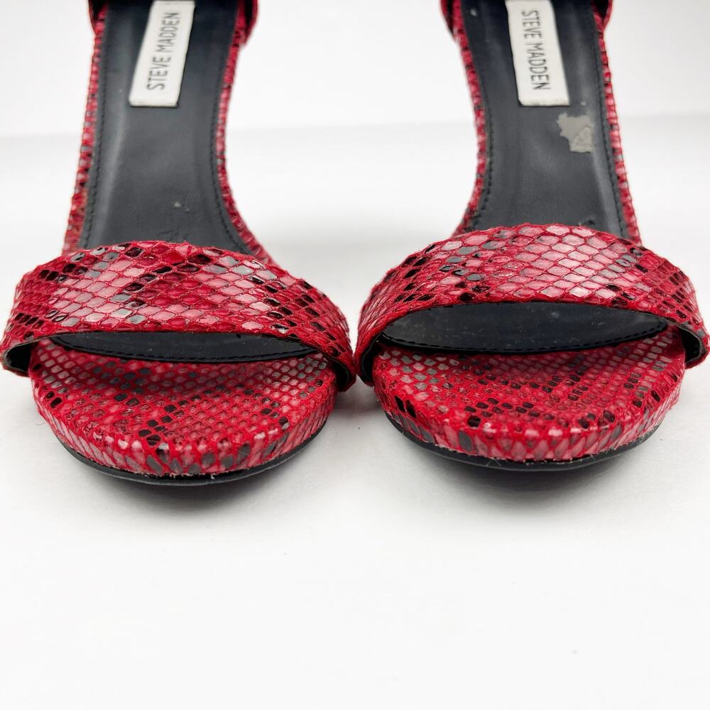 Steve Madden Red Snake Print Heels Size 8 - image 8